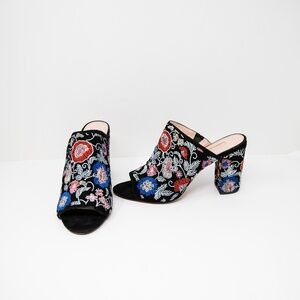 Avec Les Filles Black Floral Heels